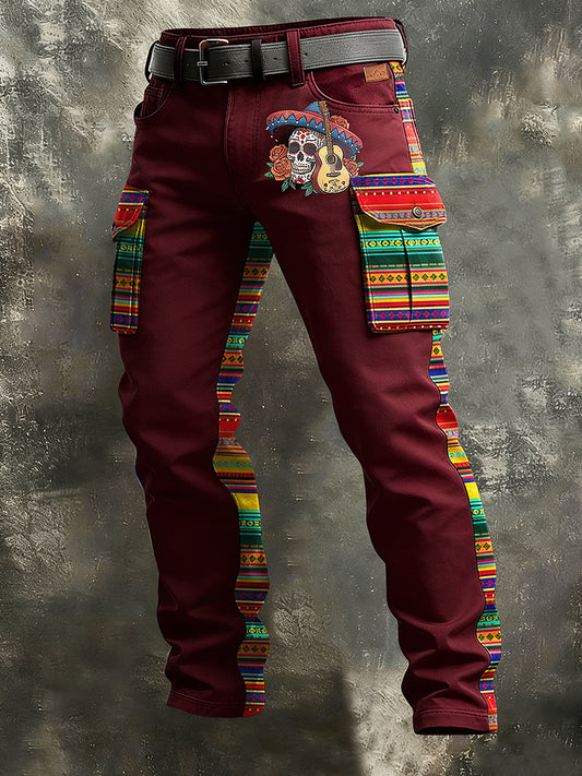 Men's Retro Vacation Business Cinco de Mayo Art Print Casual Workwear Trousers