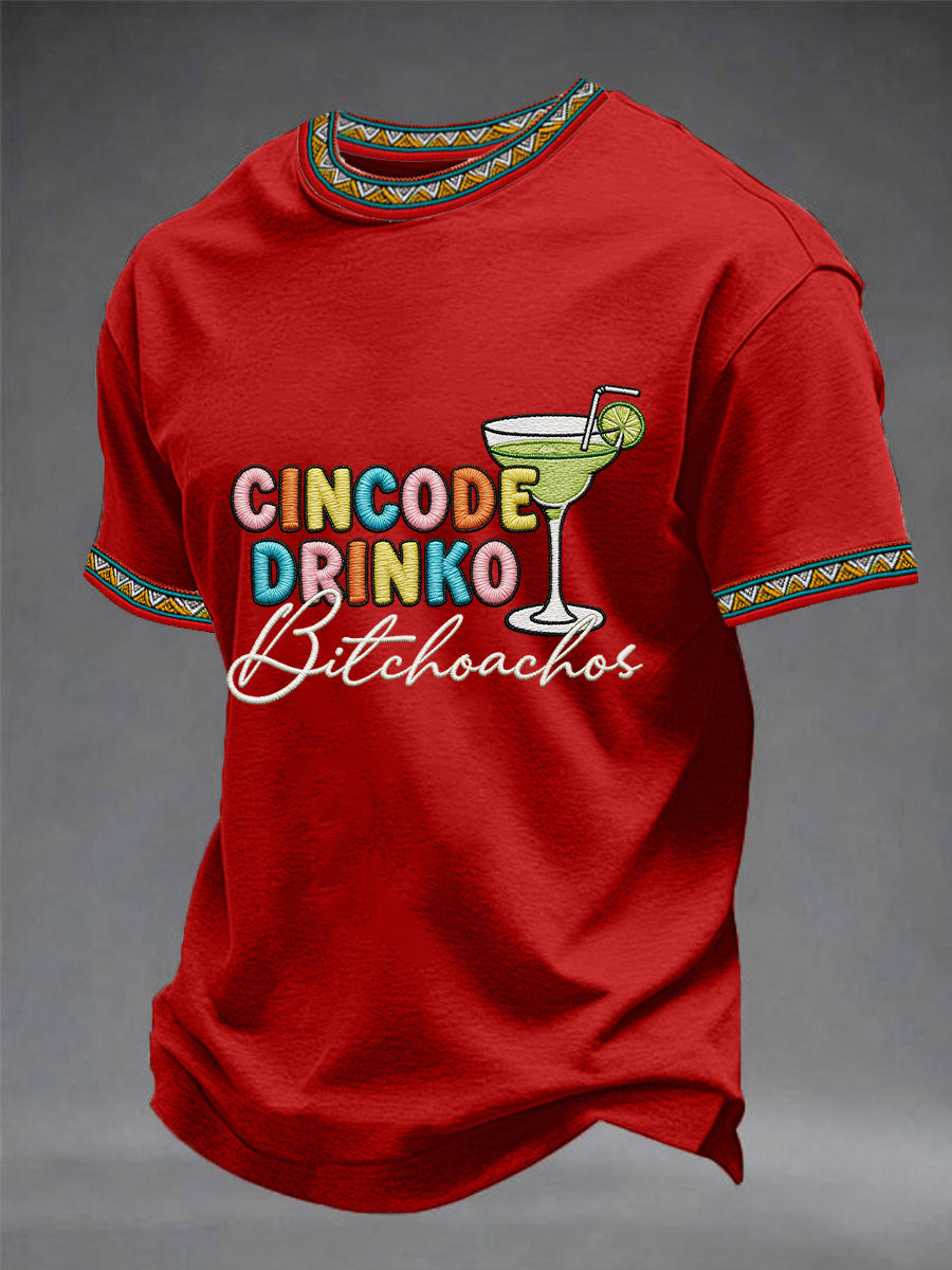 Men's Funny Cinco De Mayo Bitchachos Skull Print Tee
