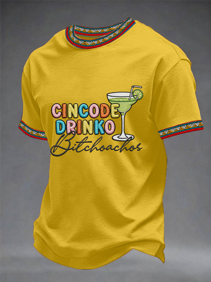Men's Funny Cinco De Mayo Bitchachos Skull Print Tee