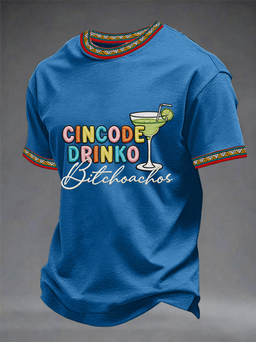 Men's Funny Cinco De Mayo Bitchachos Skull Print Tee