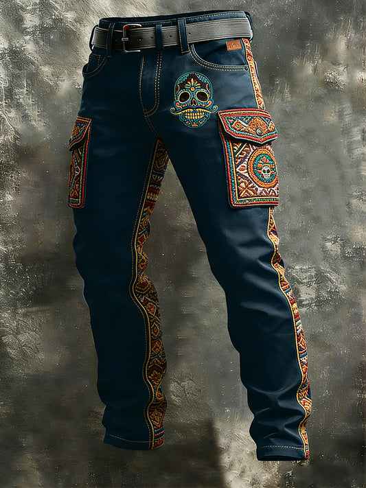 Men's Retro Vacation Business Cinco de Mayo Art Print Casual Workwear Trousers