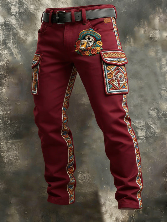 Men's Retro Vacation Business Cinco de Mayo Art Print Casual Workwear Trousers