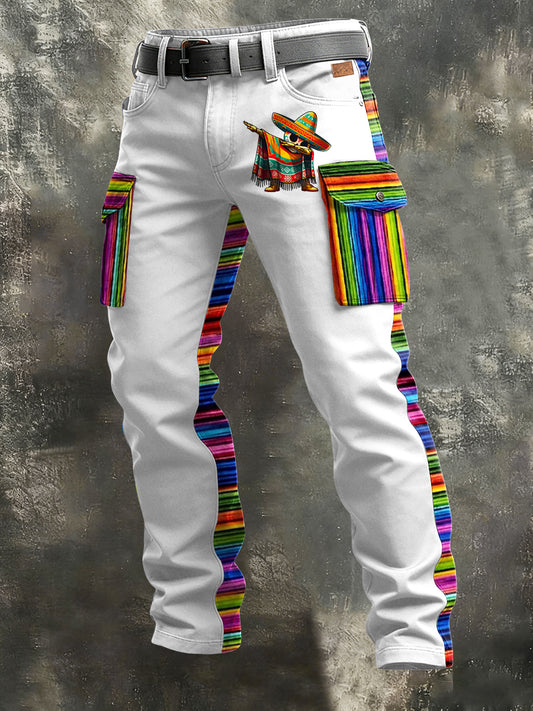 Men's Retro Vacation Business Cinco de Mayo Art Print Casual Workwear Trousers