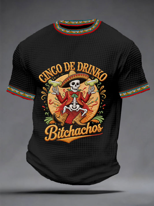 Men's Cinco De Mayo Print Waffle Short-Sleeve T-shirt