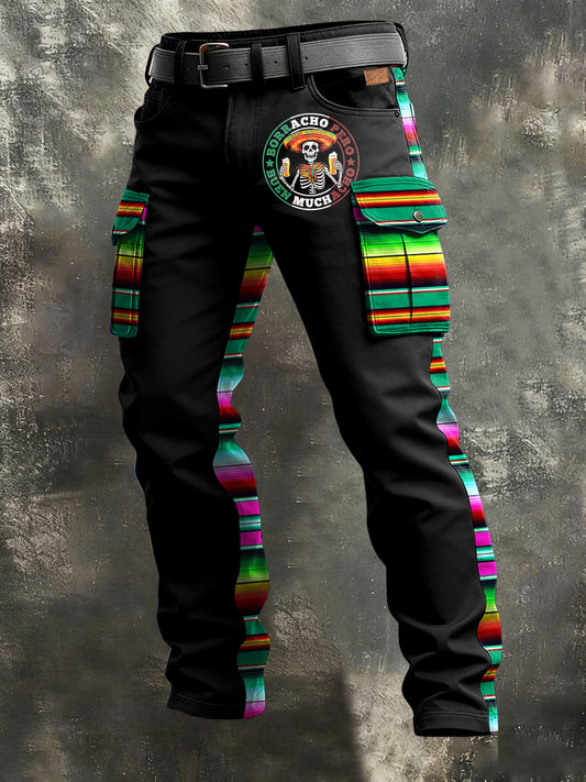 Men's Retro Vacation Business Cinco de Mayo Art Print Casual Workwear Trousers
