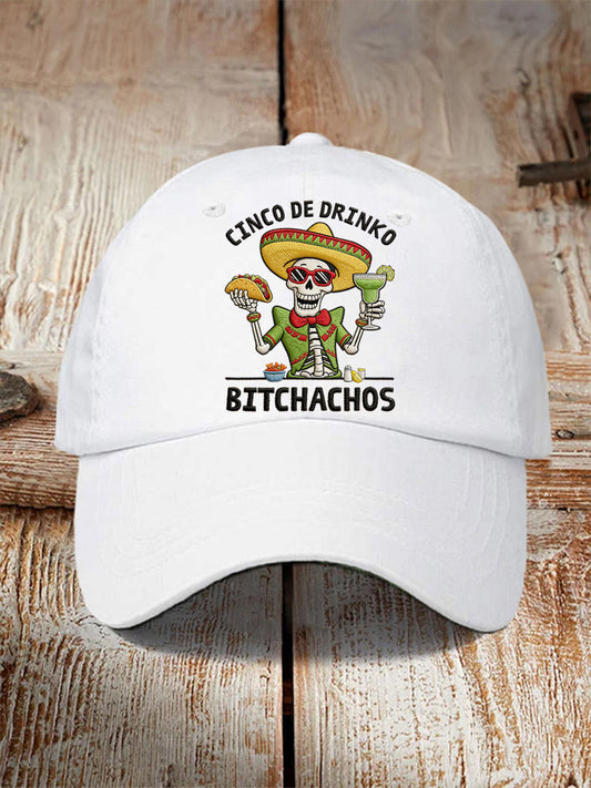 Unisex Funny Cinco De Mayo Bitchachos Skull Print Hat
