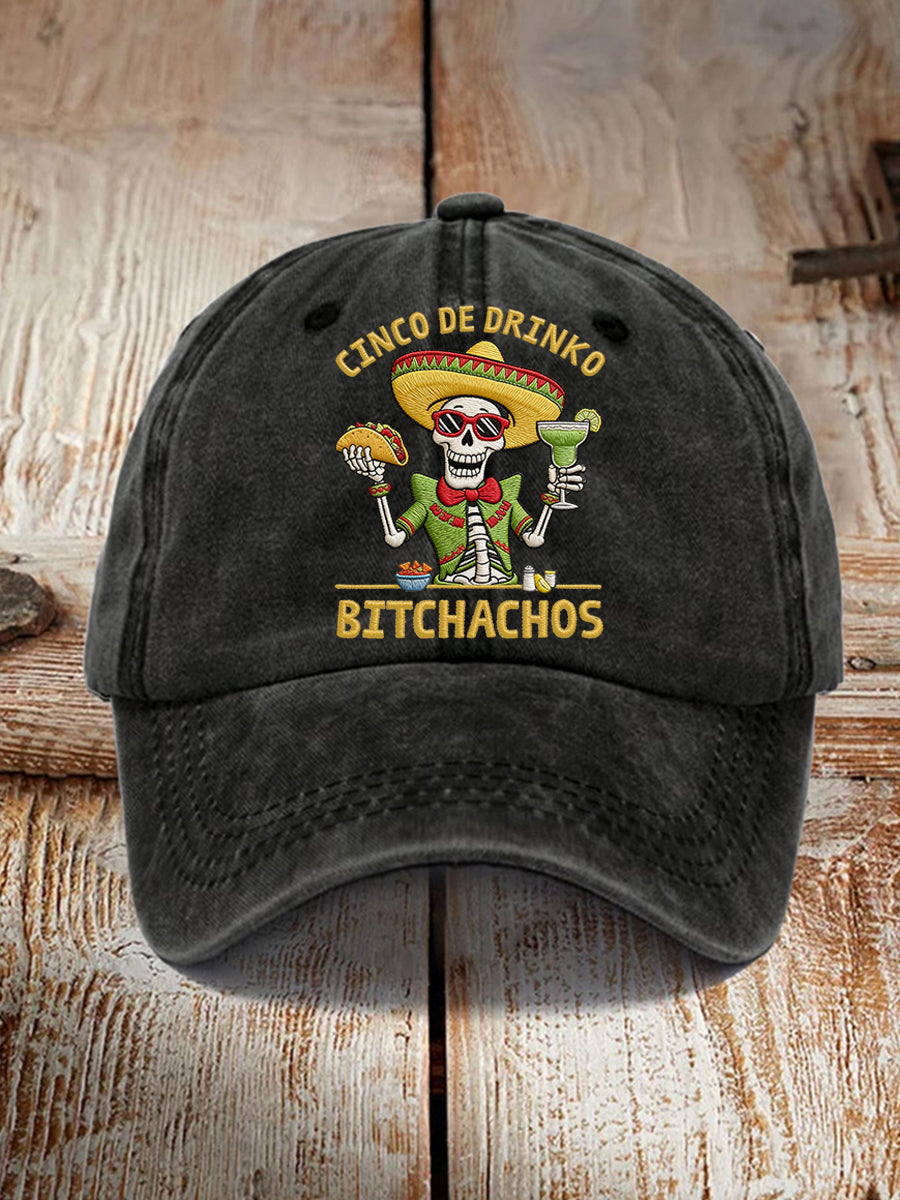 Unisex Funny Cinco De Mayo Bitchachos Skull Print Hat