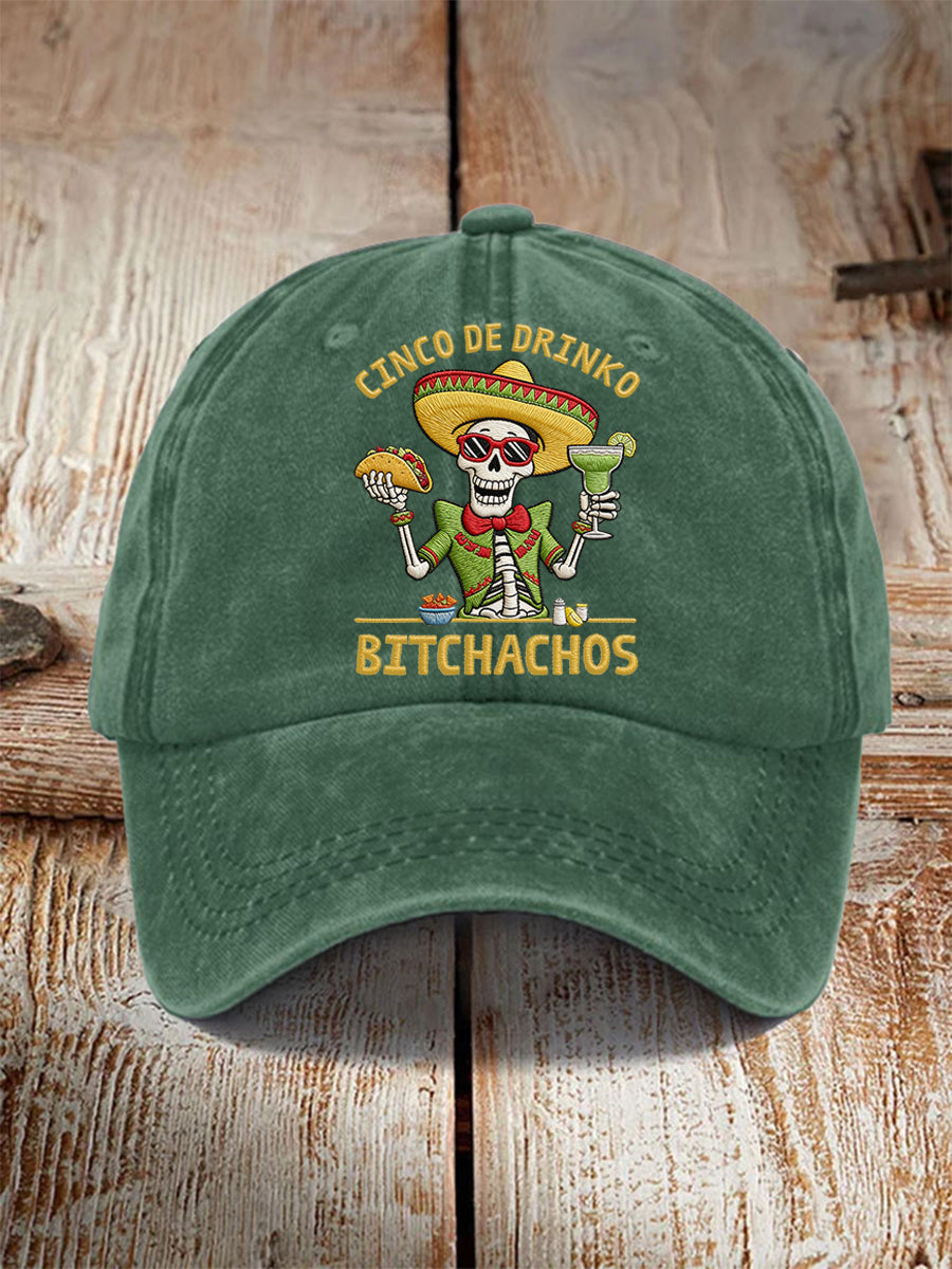 Unisex Funny Cinco De Mayo Bitchachos Skull Print Hat