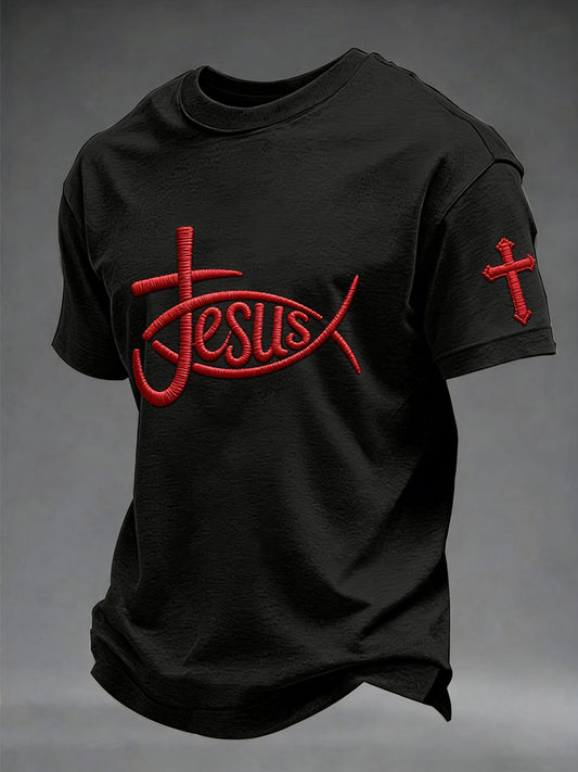 Men's Christian  Jesus Cross Short Sleeve T-shirt