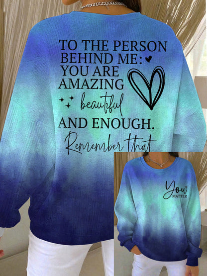 Women's Dear Person Behind Me Ribbed Round-Neck Sweatshirt
