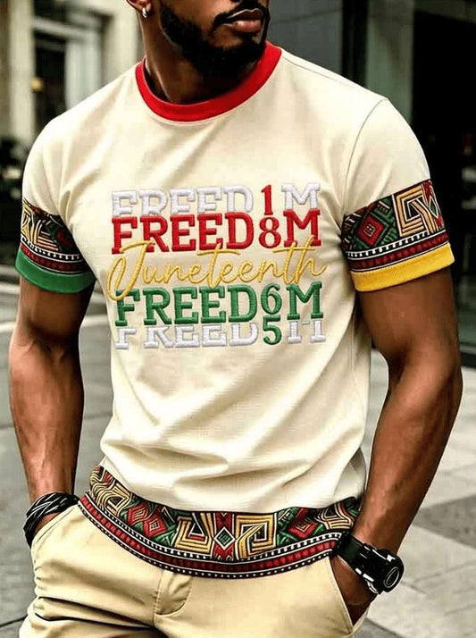 Men's Juneteenth 1865 Freedom Printed T-shirt