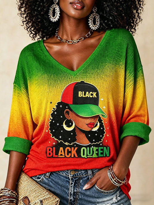 Women's Juneteenth Art Short-sleeved Waffle T-shirt
