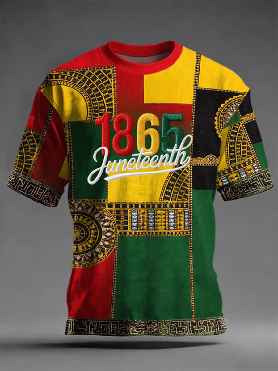 Men's Juneteenth Design Printed T-shirt