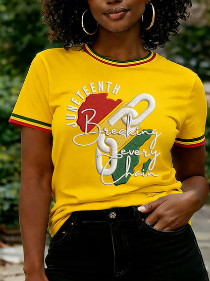 Women's Juneteenth Breaking Every Chain Print Casual Tee