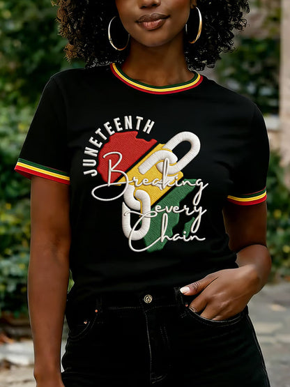 Women's Juneteenth Breaking Every Chain Print Casual Tee