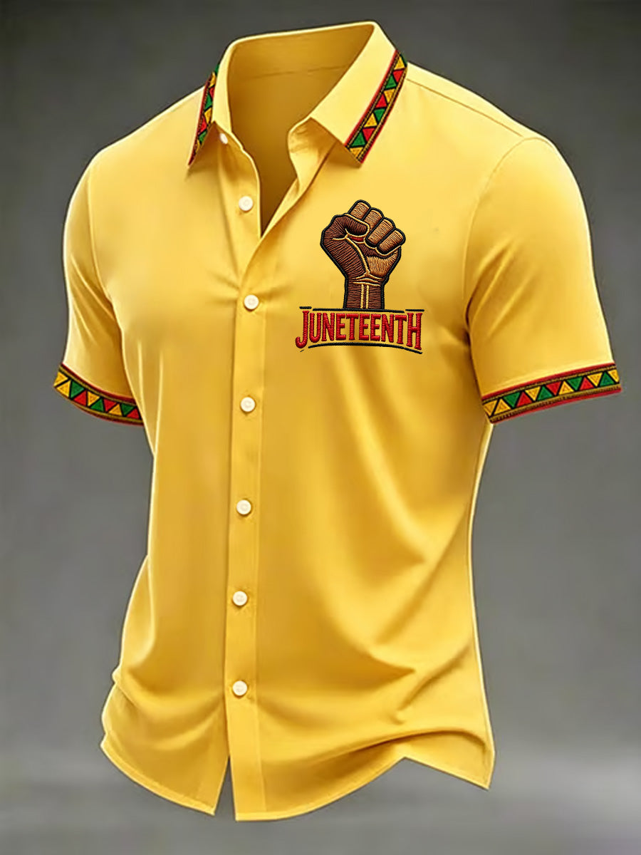 Men's Juneteenth Print Casual Shirt
