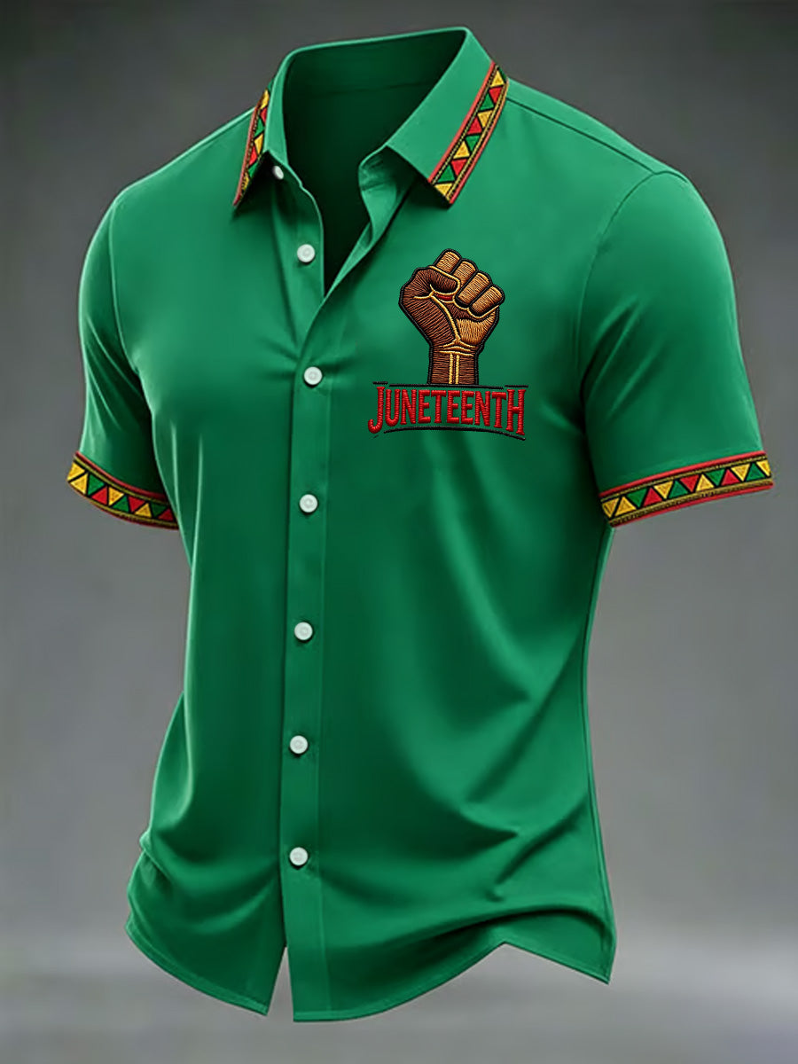 Men's Juneteenth Print Casual Shirt