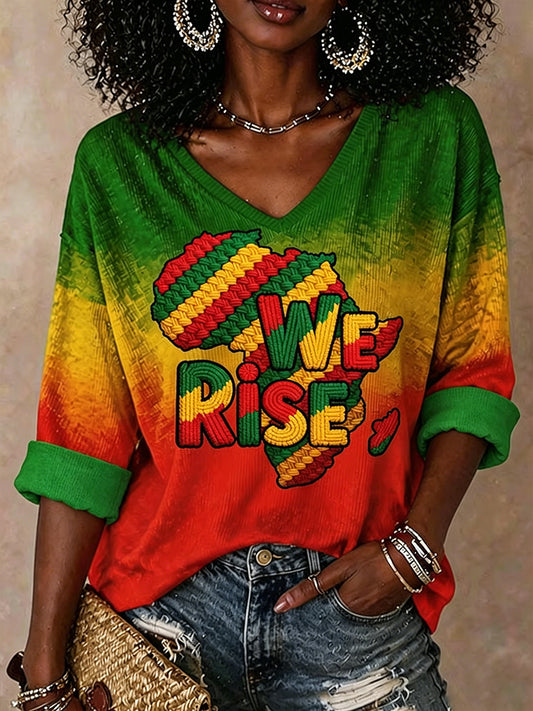 Women's Juneteenth Art Short-sleeved Waffle T-shirt
