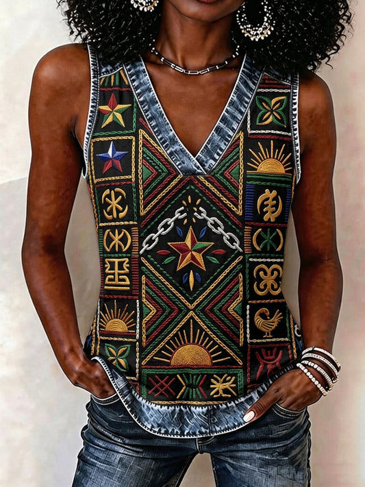 Women's Juneteenth Print Vest Top