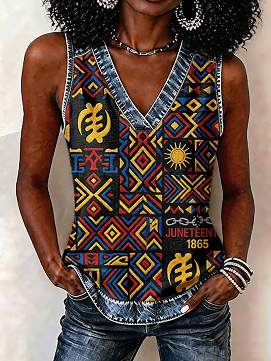Women's Juneteenth Print Vest Top
