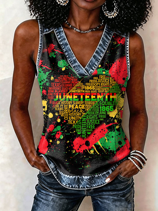 Women's Juneteenth Print Vest Top