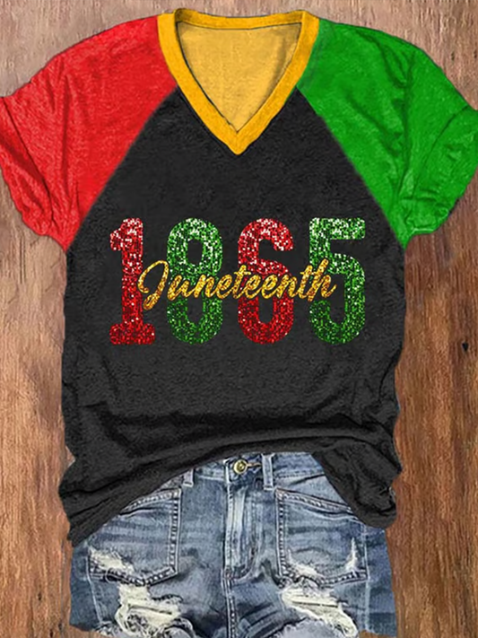Women's Juneteenth 1865 V-neck T-shirt