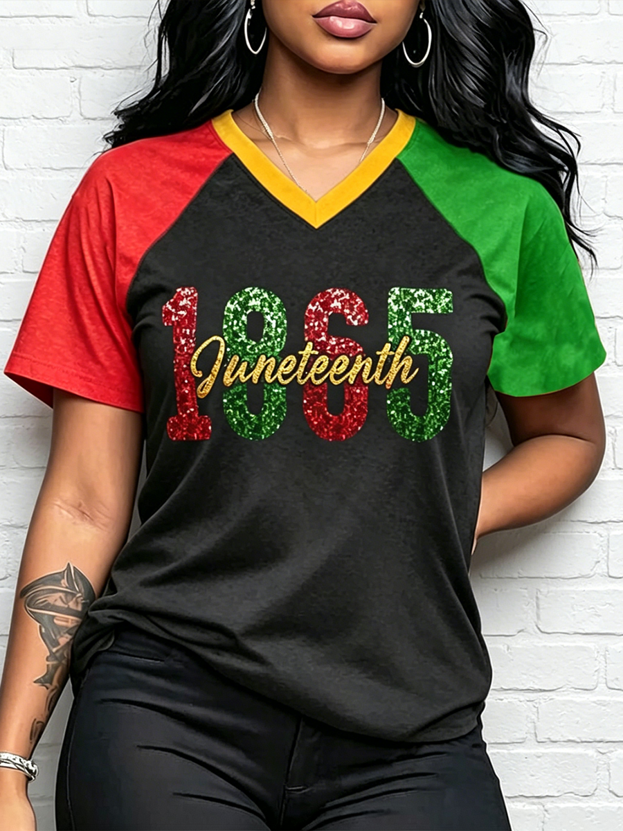 Women's Juneteenth 1865 V-neck T-shirt