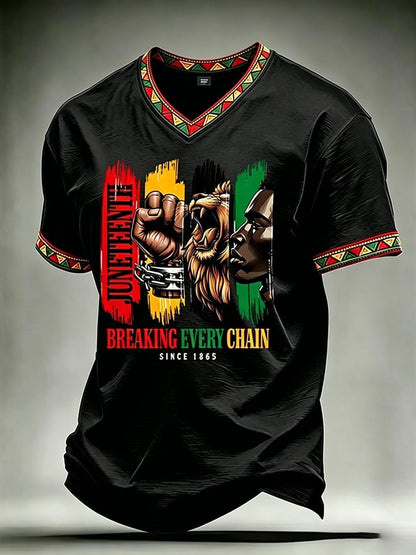 Men's Juneteenth 1865 Printed V-neck T-shirt