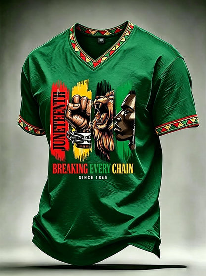 Men's Juneteenth 1865 Printed V-neck T-shirt