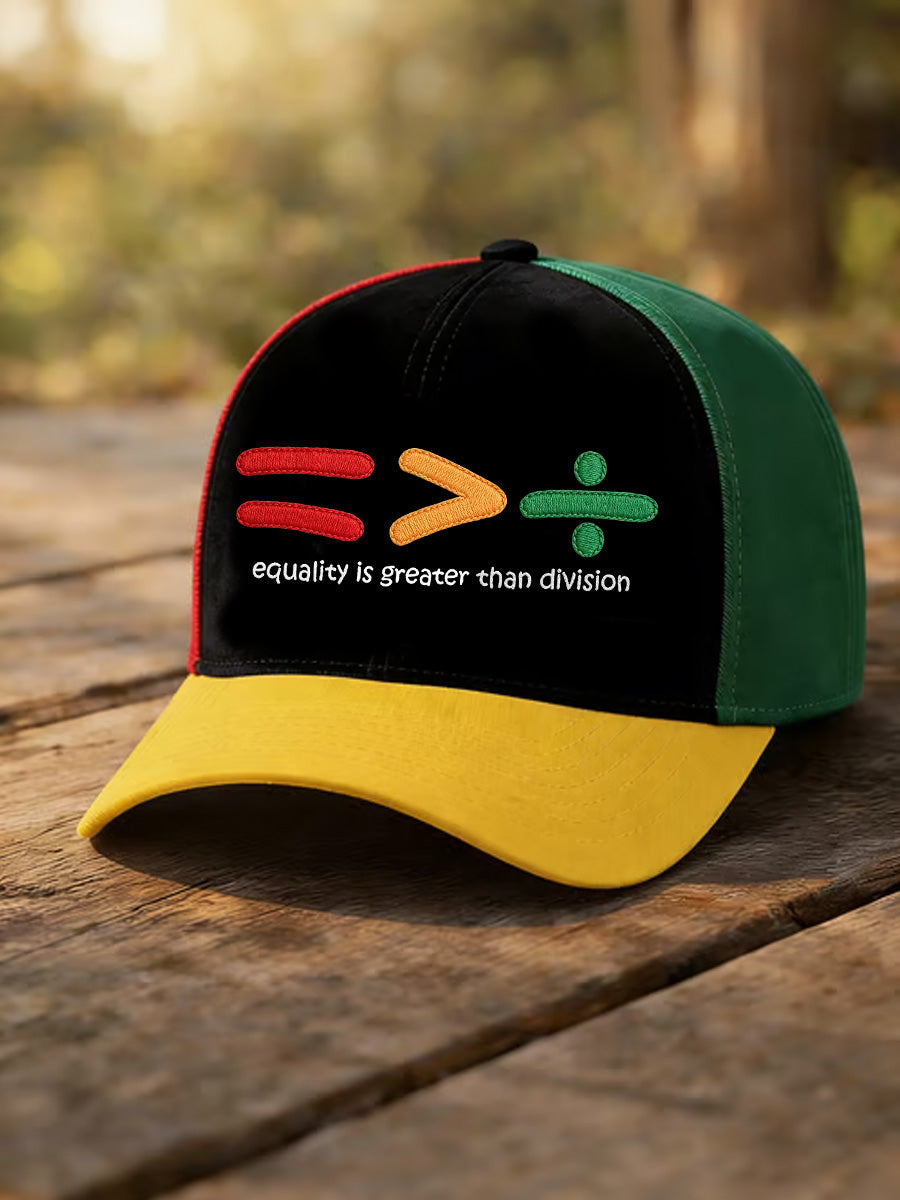 Unisex Juneteenth Equality Is Greater Than Division Print Hat