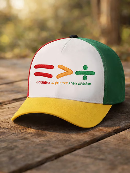 Unisex Juneteenth Equality Is Greater Than Division Print Hat
