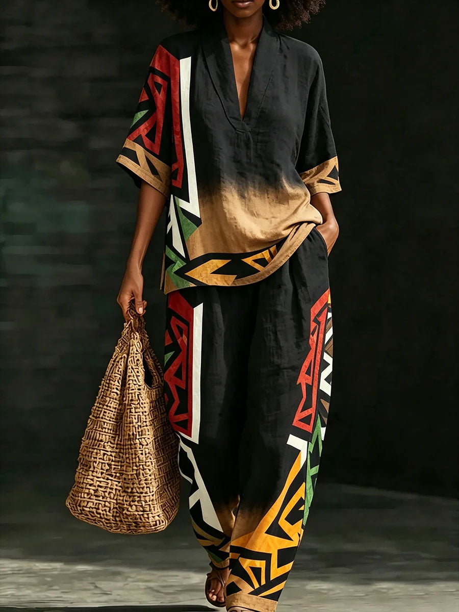 Women's Black Pride Juneteeth Art Printed Linen Sets