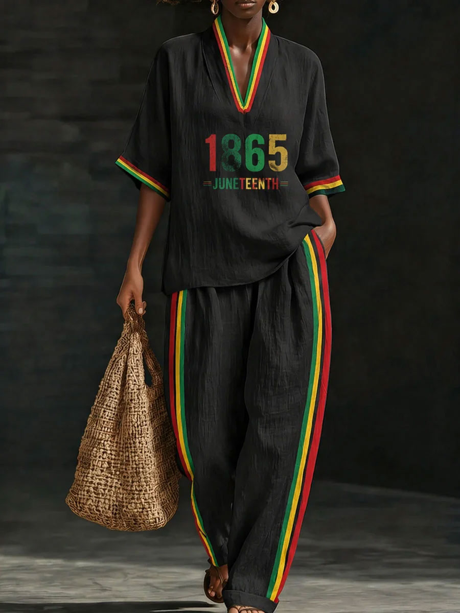 Women's Black Pride Juneteeth Art Printed Linen Sets