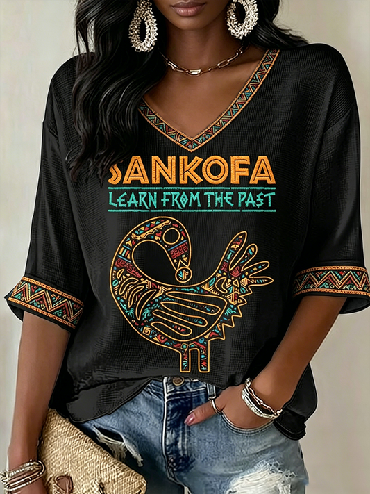 Women's Sankofa Bird Waffle T-shirt