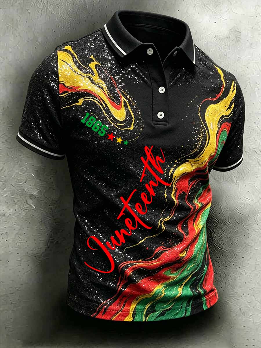 Men's Juneteenth Freedom Day Casual Print Polo Shirt