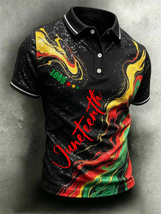 Men's Juneteenth Freedom Day Casual Print Polo Shirt