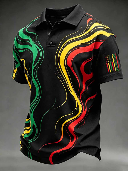 Men's ice creaMen's Juneteenth Freedom Day Casual Print Polo Shirt