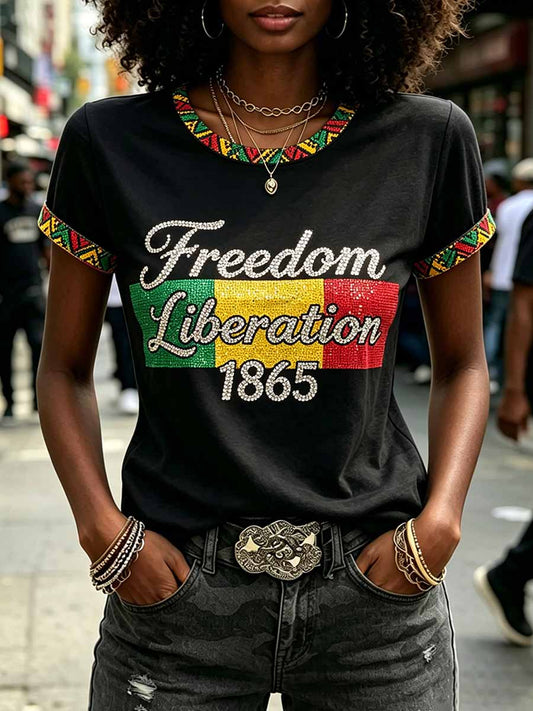 Women's Juneteenth Freedom Day   Casual Print T-Shirt