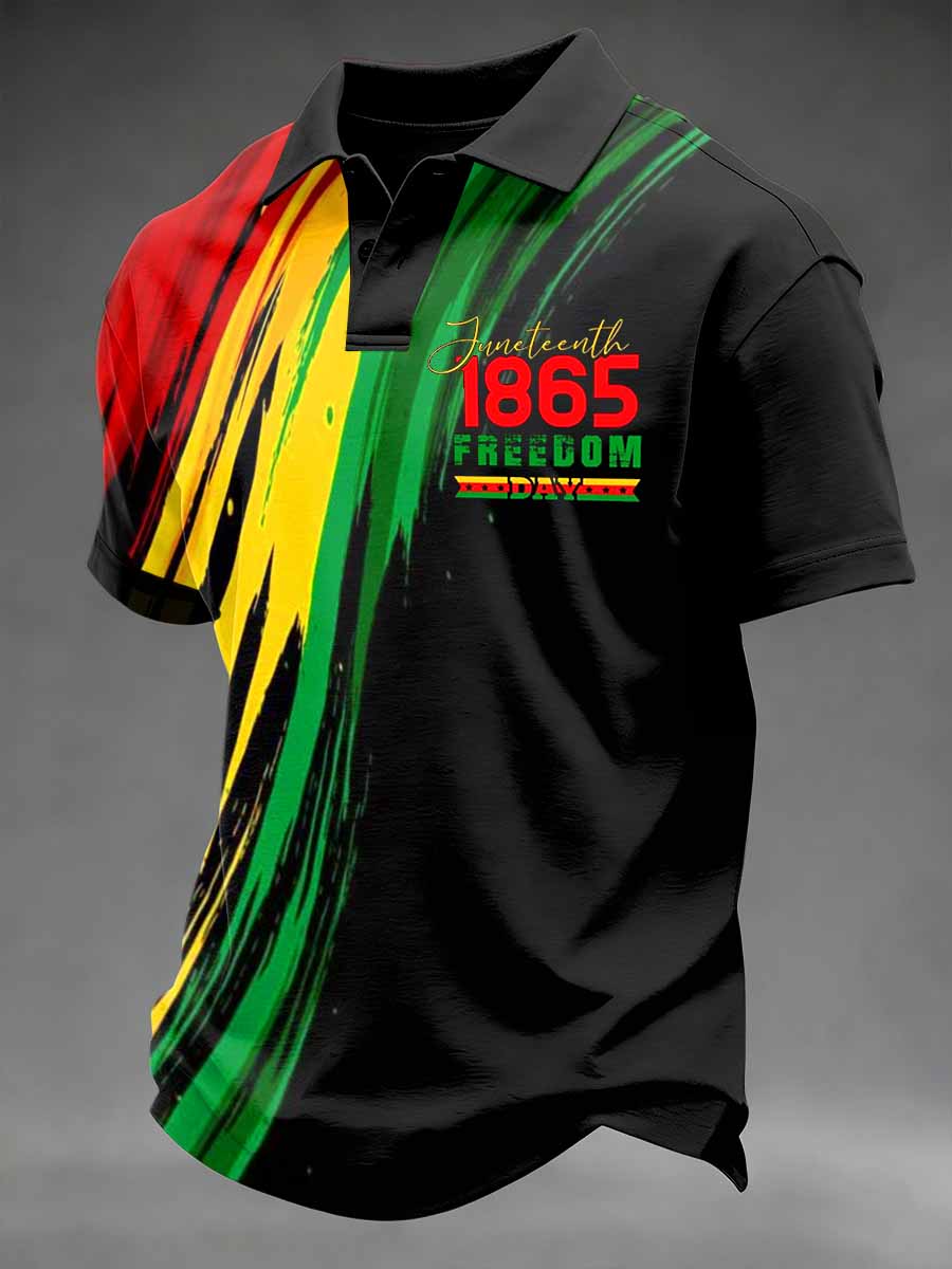Men's Juneteenth Freedom Day Casual Print Polo Shirt