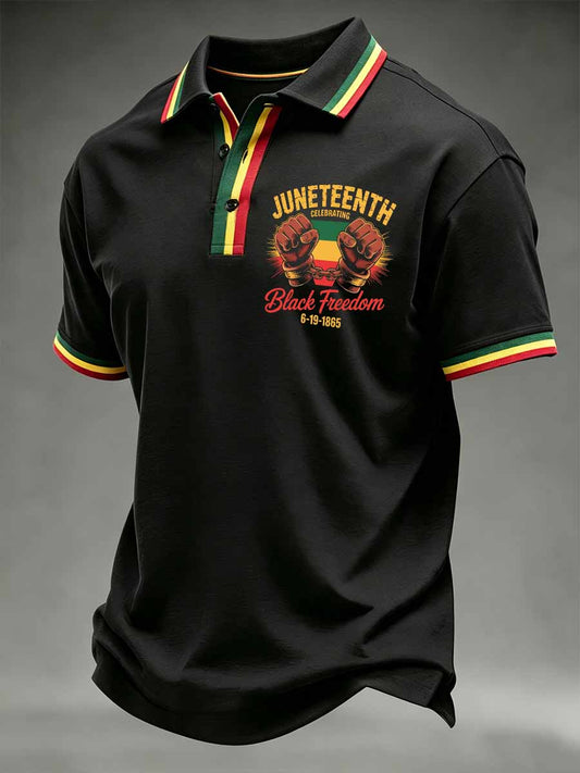 Men's Juneteenth Freedom Day Casual Print Polo Shirt