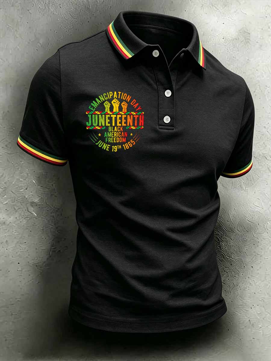 Men's Juneteenth Freedom Day Casual Print Polo Shirt