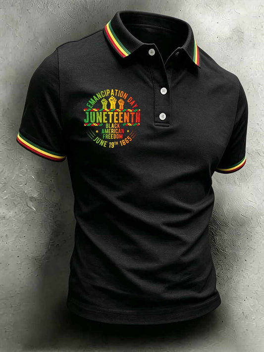 Men's Juneteenth Freedom Day Casual Print Polo Shirt