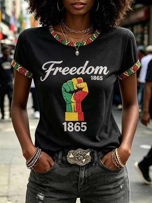 Women's Juneteenth Freedom Day Casual Print T-Shirt