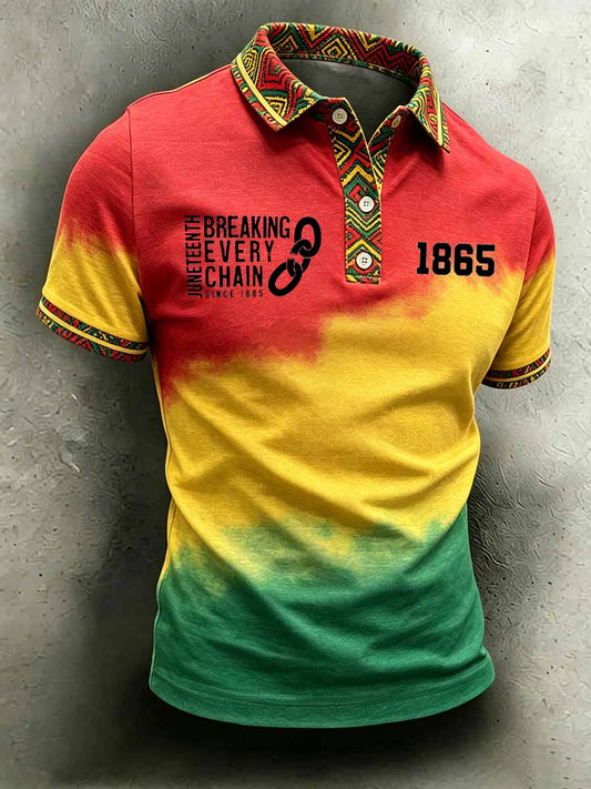 Men's Juneteenth Freedom Day Casual Print Polo Shirt