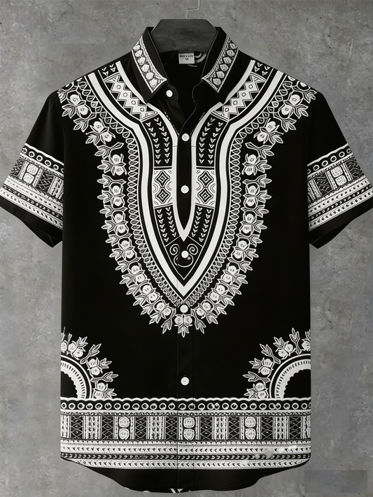 Men's Geometric Pattern Printed Shirt