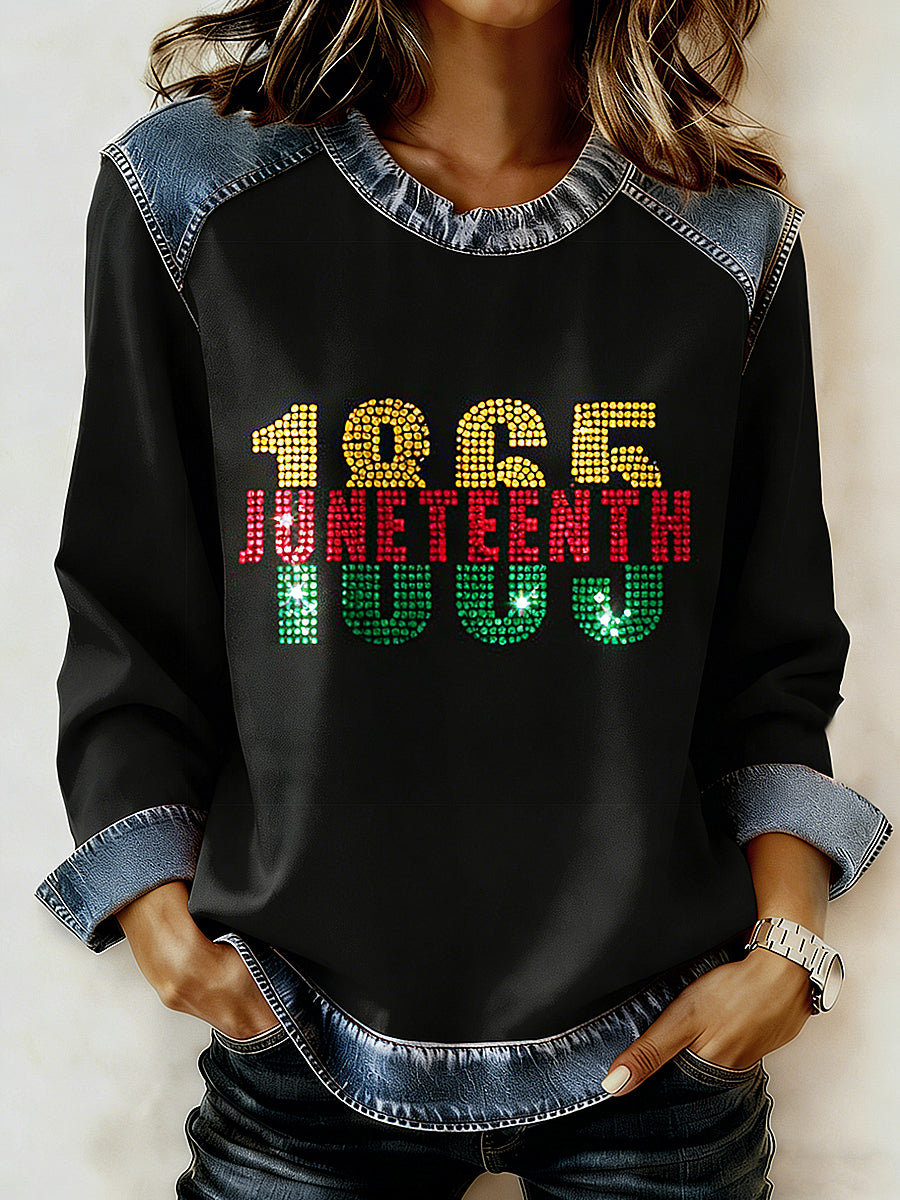 Women's Black History Month Printed Collar Long Sleeve Hoodie