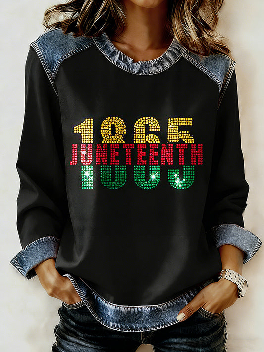 Women's Black History Month Printed Collar Long Sleeve Hoodie