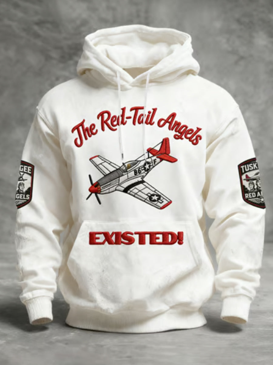 Men's Western Retro African American Air Force Print Hooded Sweatshirt