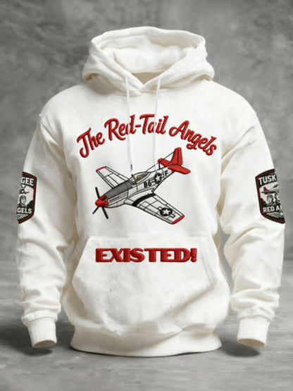 Men's Western Retro African American Air Force Print Hooded Sweatshirt