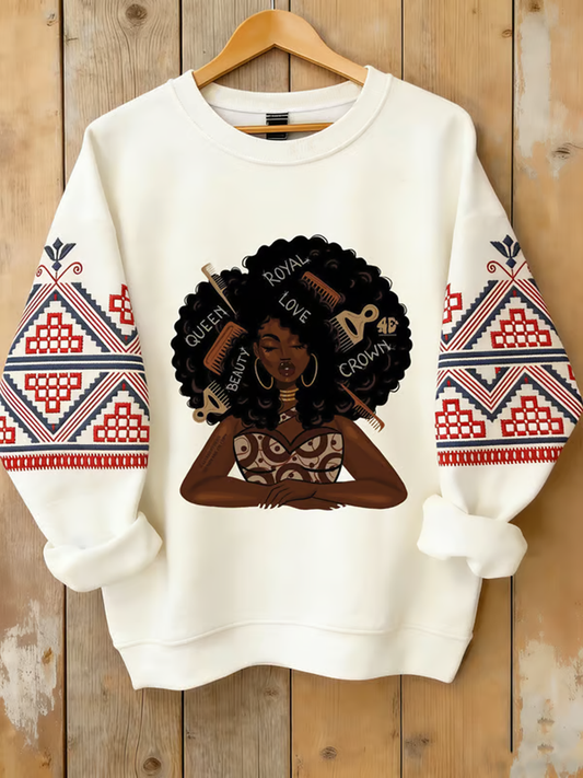 Women's African American Inspirational Crewneck Regular Sweatshirt